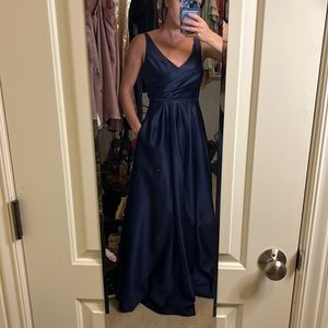 Long Satin Tank Ball Gown w/ pockets! | David’s Bridal